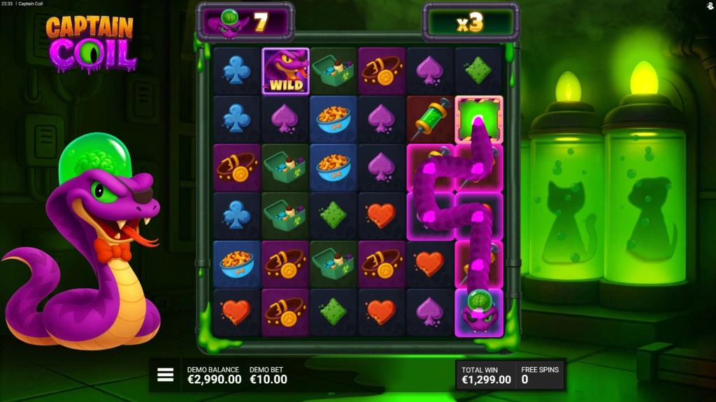 Captain Coil - Spreading Wilds in Free Spins