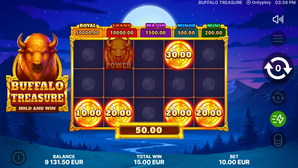 Buffalo Treasure Hold and Win - Hold and Win Bonus Game