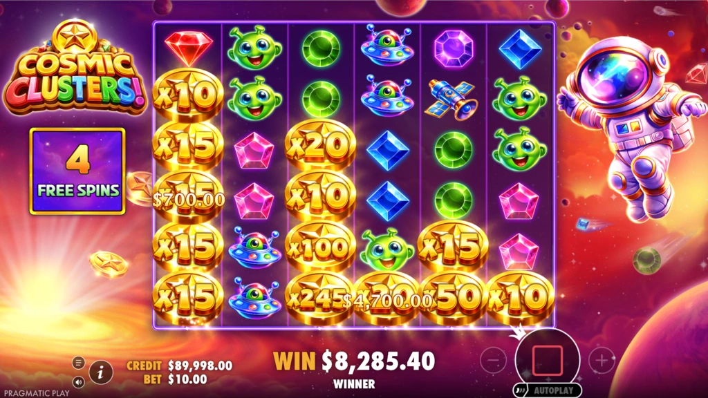 Cosmis Clusters Super Free Spins