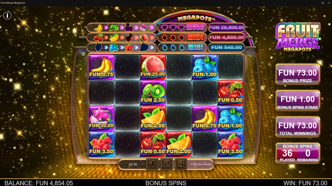 Fruit Merge Megapots Hold and Spin Bonus