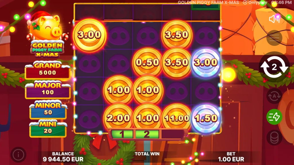 Golden Piggy Farm X-Mas - Cash Collect Feature Bonus Game