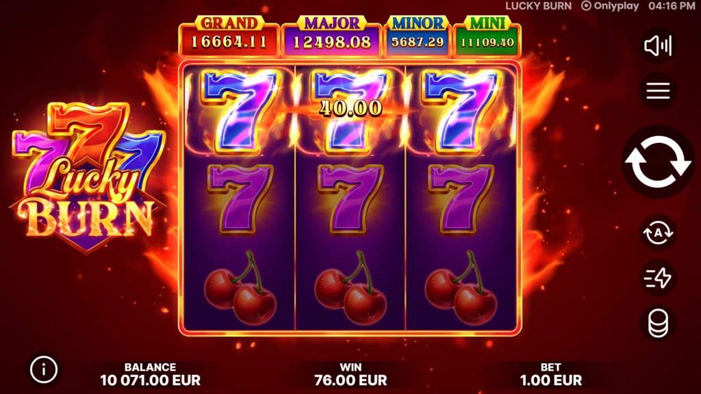 Lucky Burn - Three of a kind win