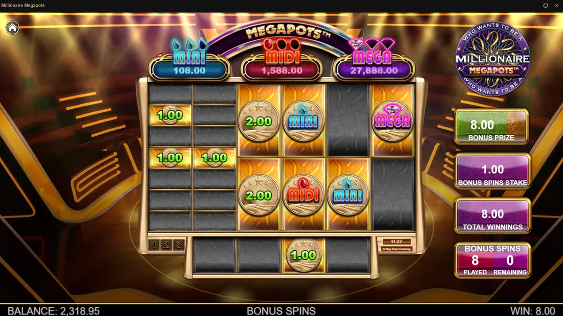 Millionaire Megapots Hold and Spin