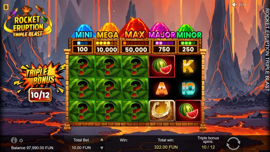 Rocket Eruption Triple Blast - Sticky Mystery Symbols in Free Spin