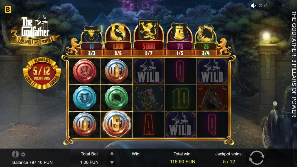 The Godfather 3 Pillars of Power Hold and Win bonus The Godfather 3 Pillars of Power Hold and Win bonus