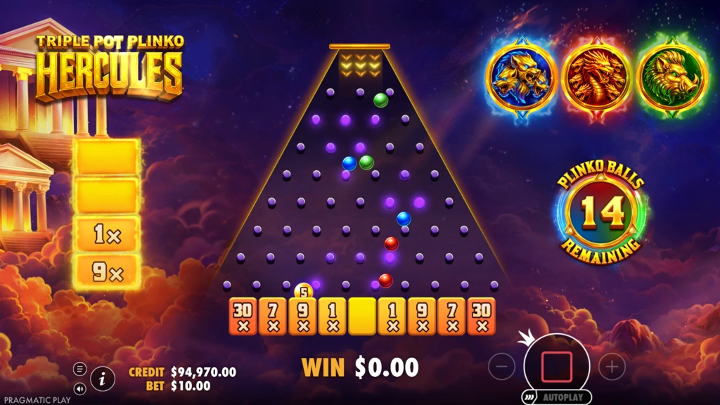Triple Pot Plinko Hercules - Plinko Free Spins