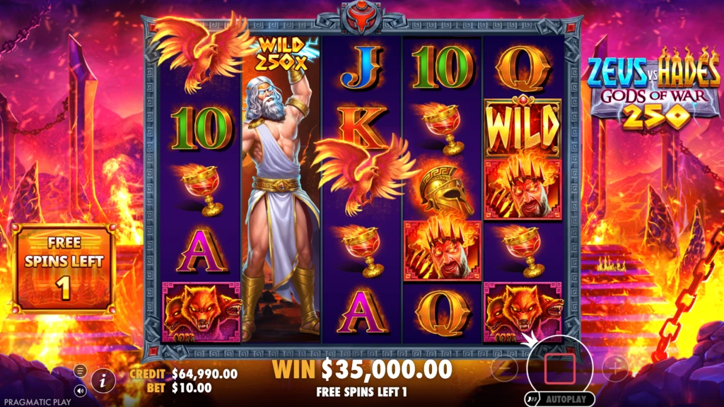 Zeus vs Hades Gods of War 250 - Expanding Wild in Super Free Spins